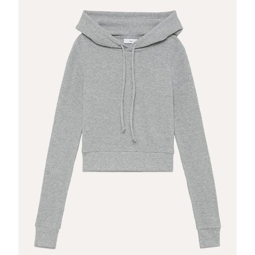 Aritzia TNA Ryslan Thermal Hoodie in heather grey, size small